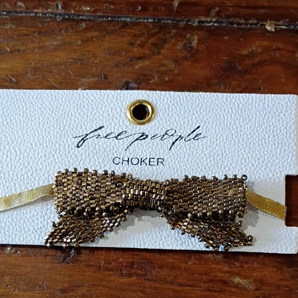 Free People Bronze Beaded Bow Choker - Picture 1 of 3